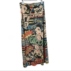 Casa Lee | Superhero Comic Book Graphic Print Fold Over Maxi Dress Skirt